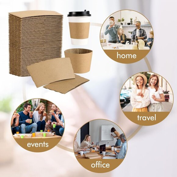 NEW (300-PACK) NATURAL KRAFT COFFEE CUP SLEEVES, READY-TO-USE! (300/CASE) - Picture 6 of 6